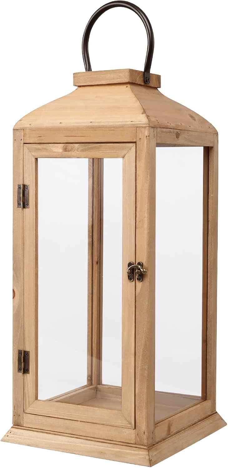 Bdor Linterna de vela de madera al aire libre de 22,5 pulgadas para...