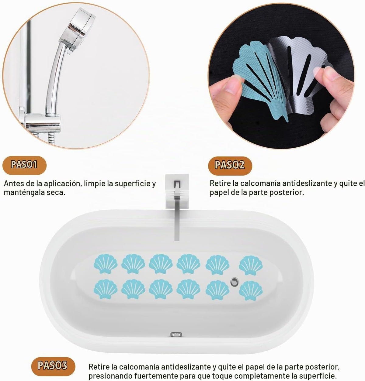 Secopad - Adhesivos antideslizantes originales para bañera, almejas...