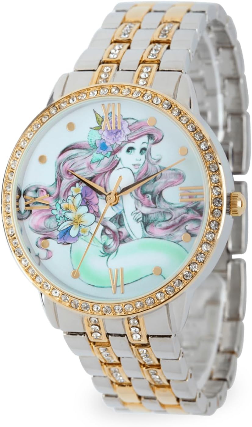 Disney Reloj de cuarzo analógico redondo brillante para adultos