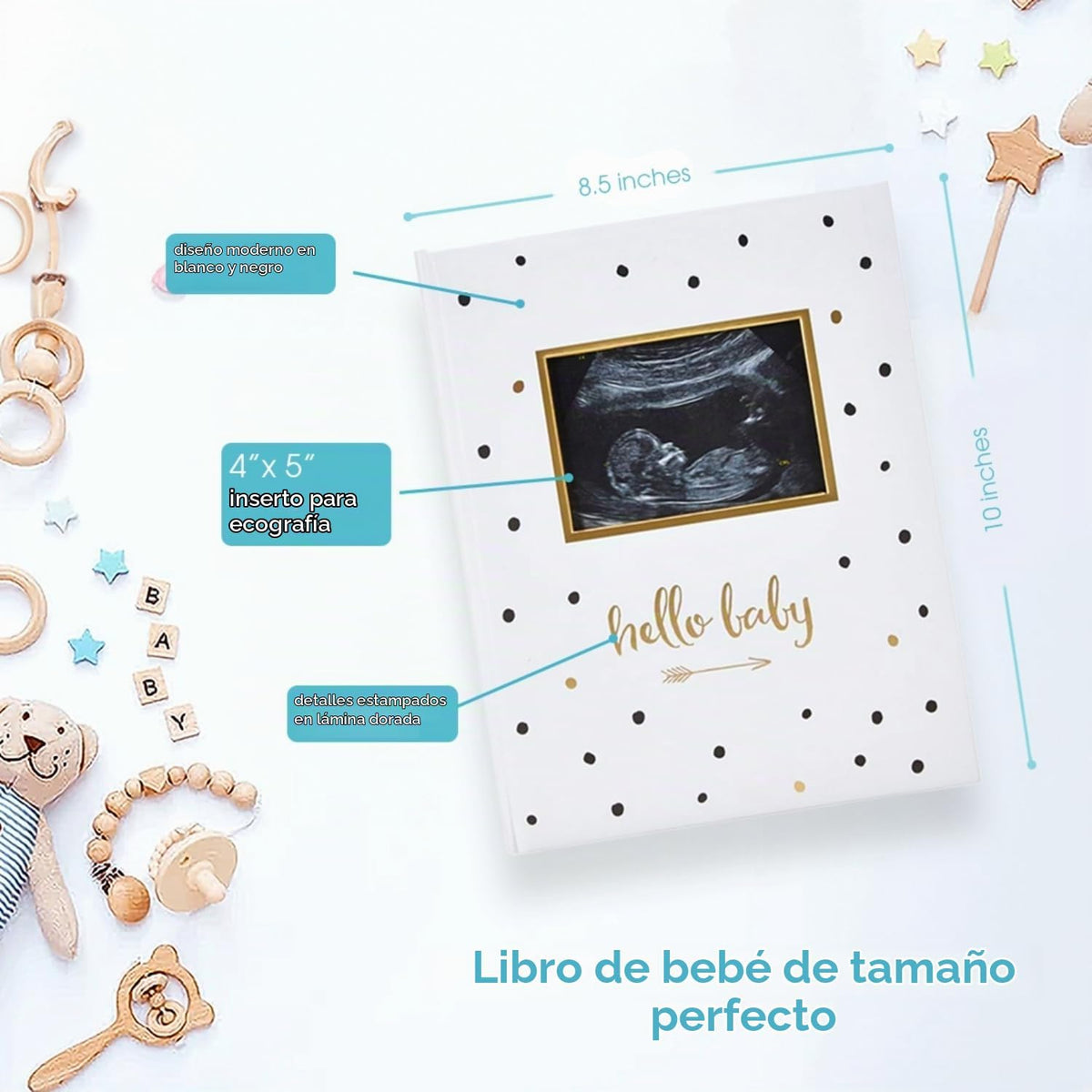 Pearhead Hello Baby First 5 Years Libro de Recuerdos, Recuerdo de B...