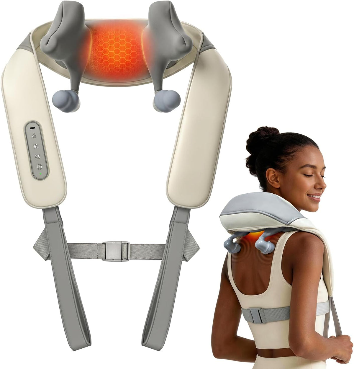 Masajeador inalámbrico de percusión y amasado para cuello y hombros...