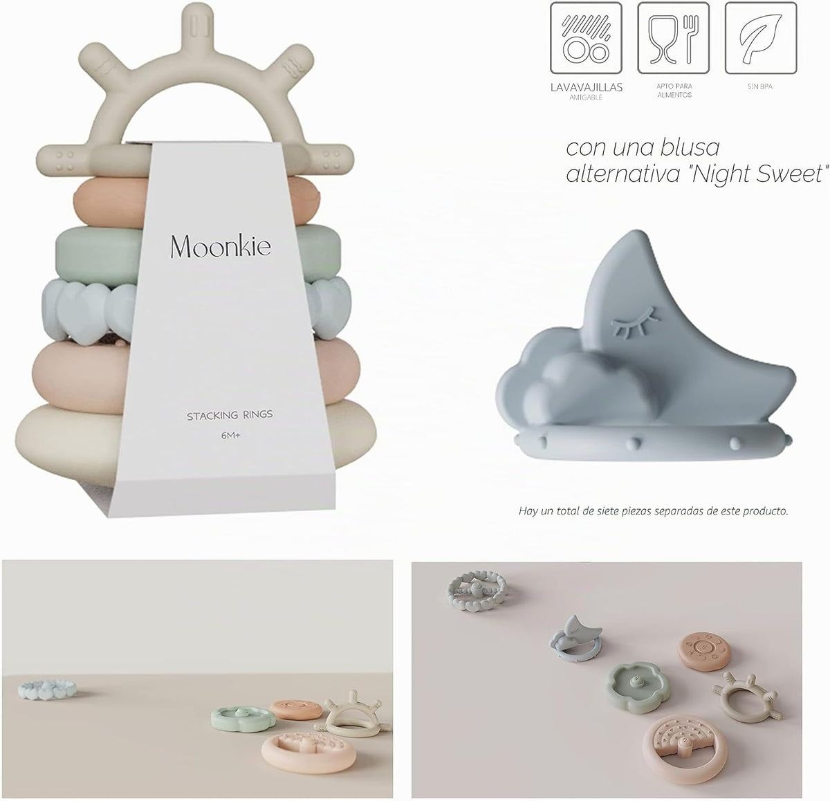 Moonkie Stacks of Circles - Juguete de Dentición Suave | Juguete de...