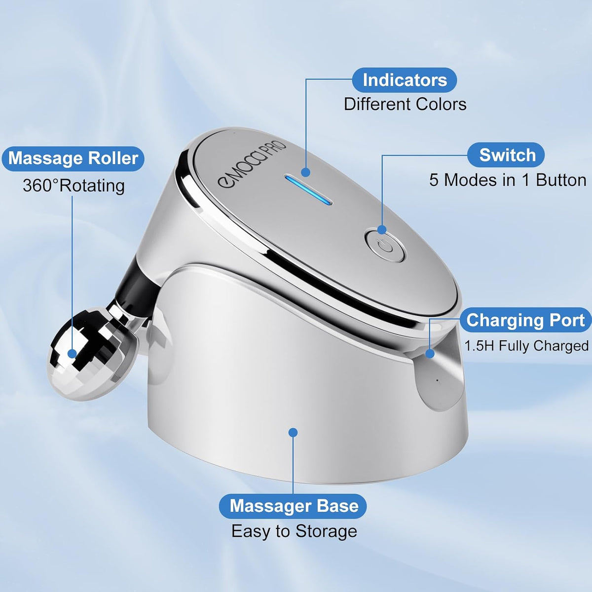 Masajeador Facial Eléctrico Suave Vibración Facial Rodillo Cuidado...