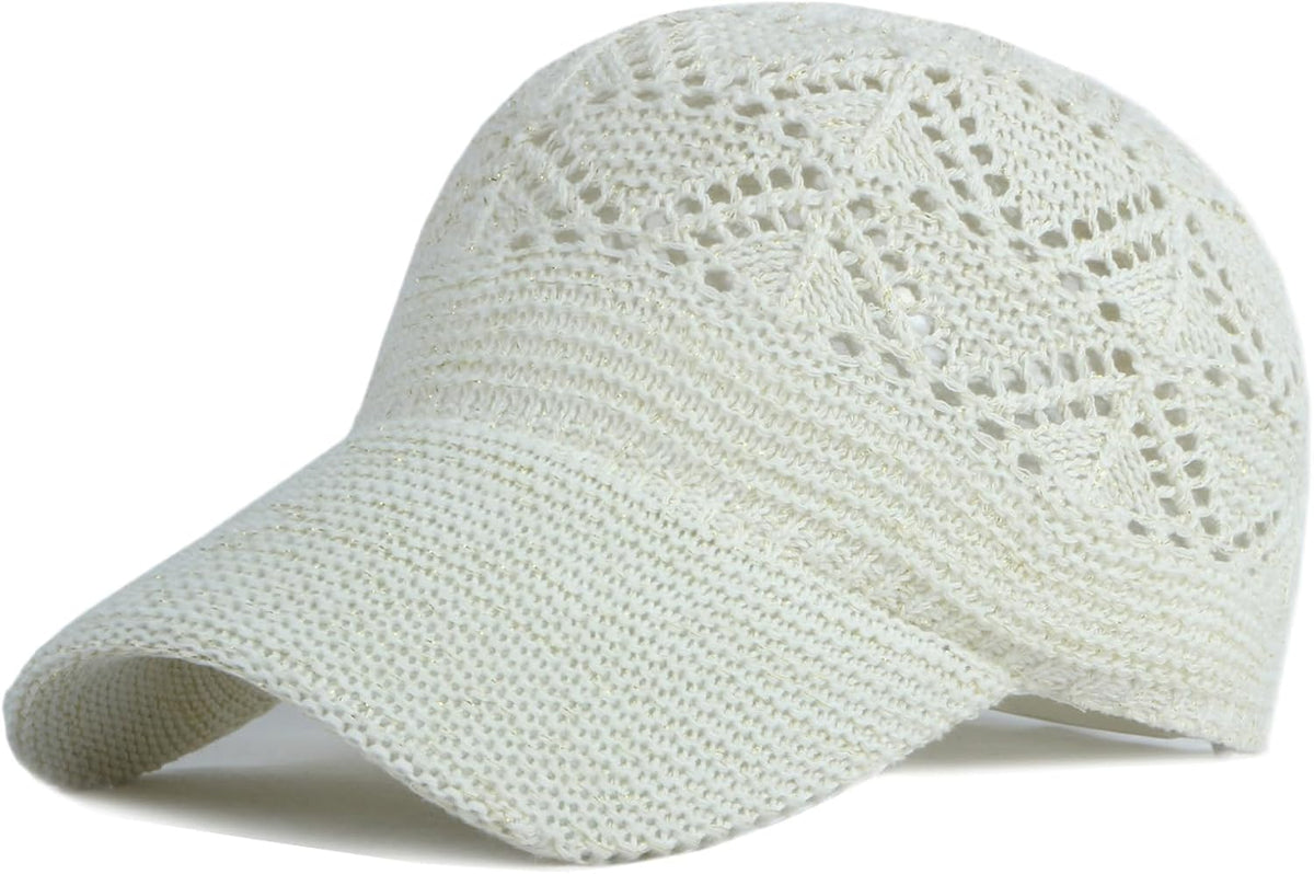 FASHIXD Gorra de béisbol de malla tejida para mujer, de hilo de ver...