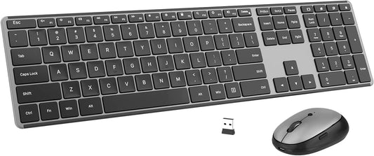 AUSDOM Combo de teclado y mouse inalámbricos, juego de mouse de tec...