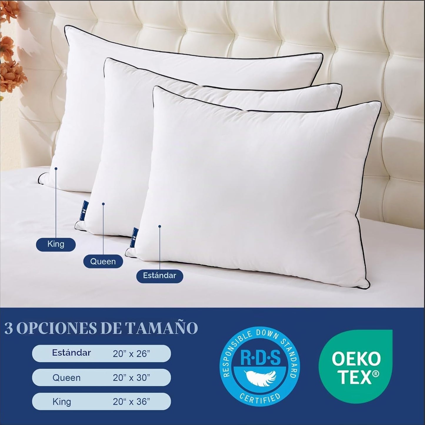 Mosluna Almohadas de Plumón Tamaño Estándar Juego de 2, Colección d...