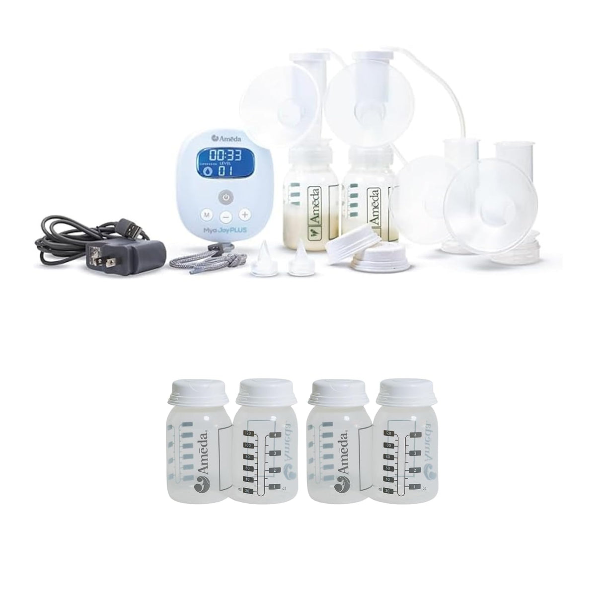 Ameda MYA Joy Plus Extractor de leche eléctrico + botellas de almac...