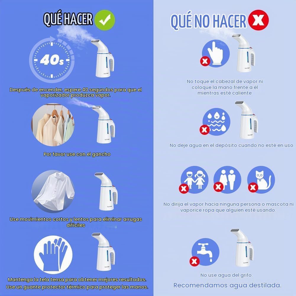 Blesgam Vaporizador para Ropa 700W, Calentamiento Rápido en 40S, Ta...