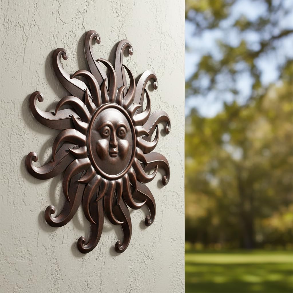 Comfy Hour - Arte de pared grande de metal con cara de sol de 25 pu...