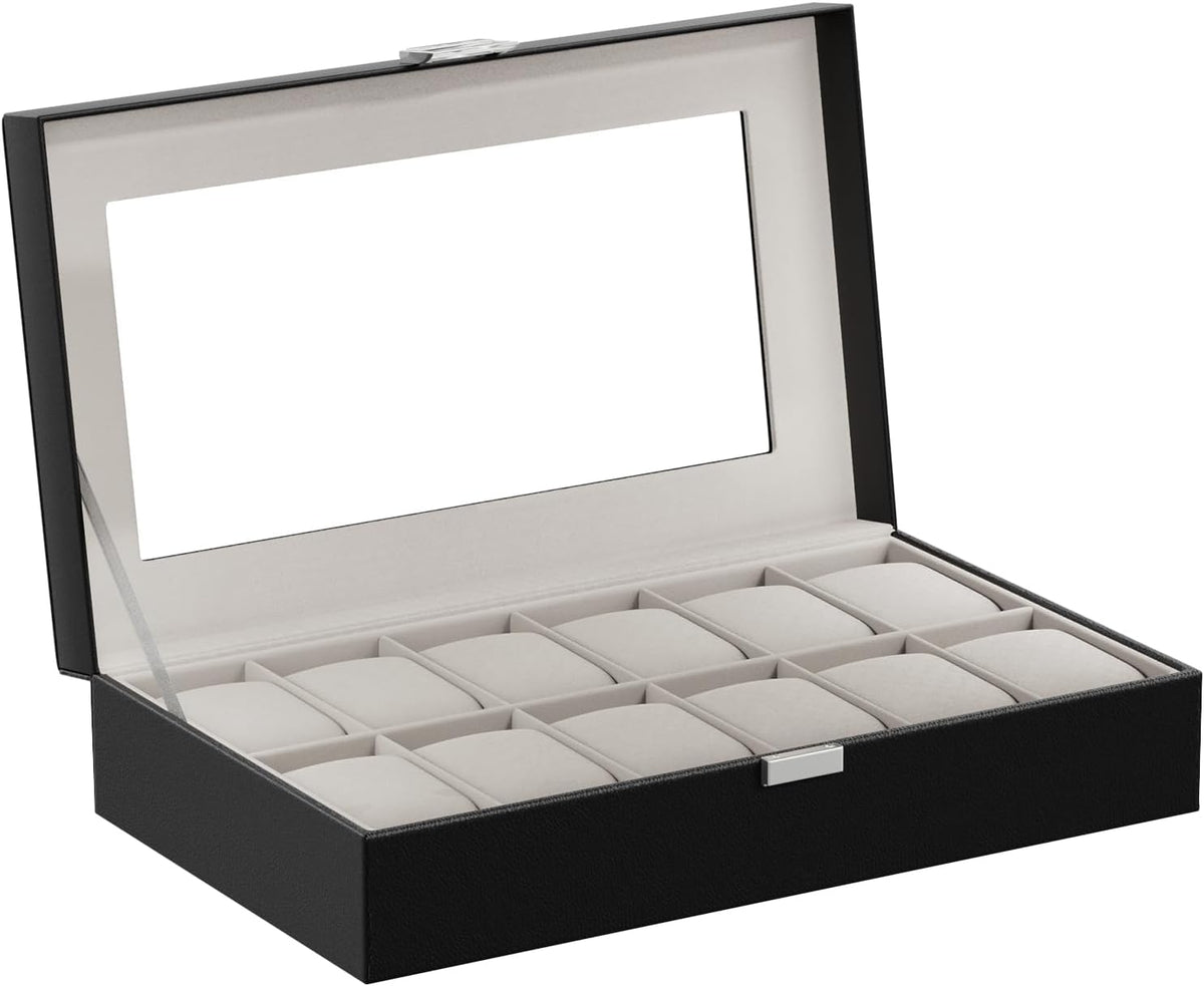 ProCase Organizador de caja de reloj, vitrina de 12 ranuras para re...