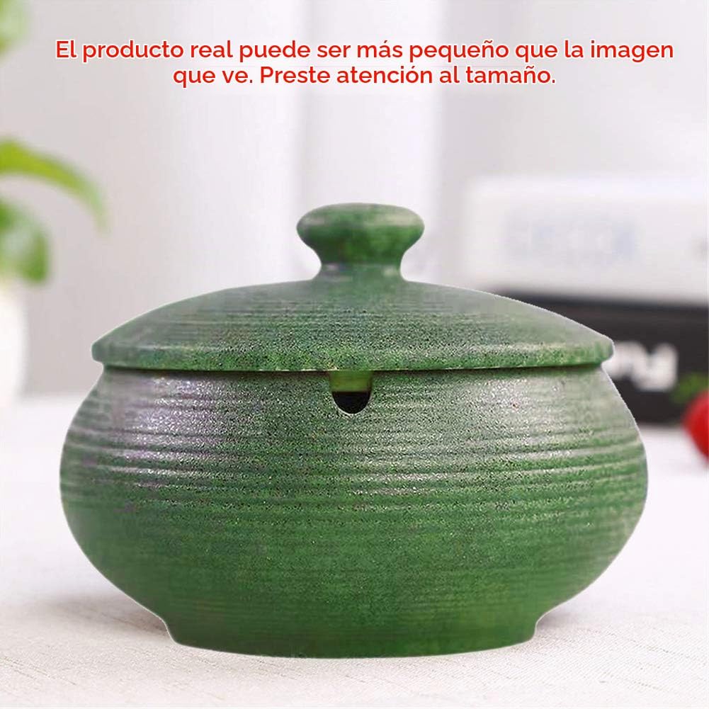 Lependor Cenicero de cerámica con tapa, a prueba de viento, soporte...