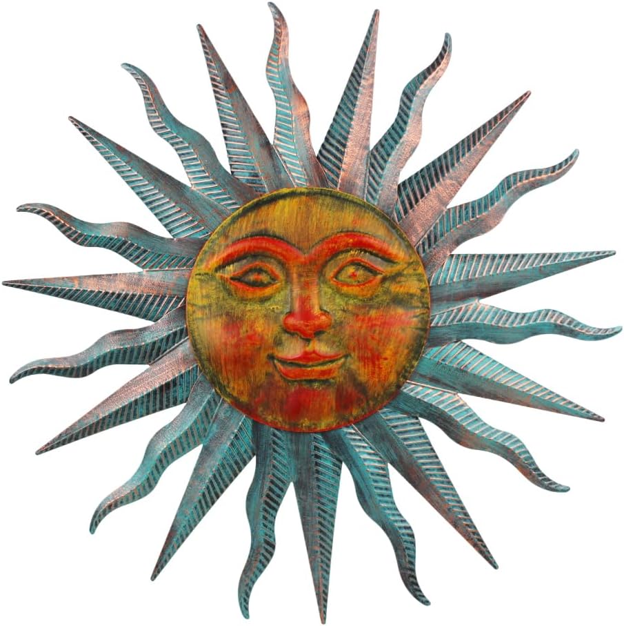 VEWOGARDEN Decoración de pared exterior con diseño de sol, 28 pulga...