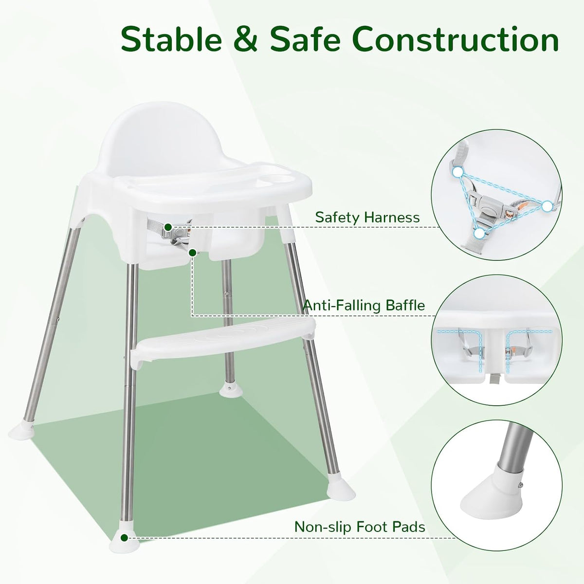 HONEY JOY Silla alta para bebé, silla alta convertible 4 en 1 para...