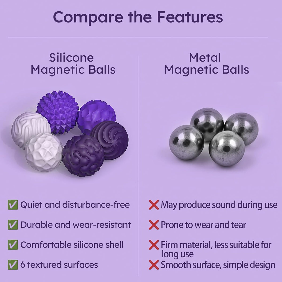 Bolas Magnéticas de Silicona, Juguetes para Personas Inquietas para...