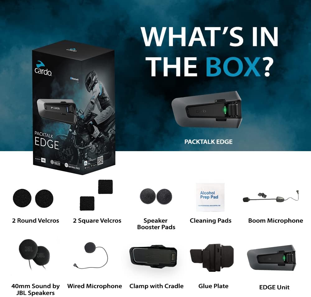 Cardo PACKTALK Edge - Auriculares de comunicación Bluetooth para mo...