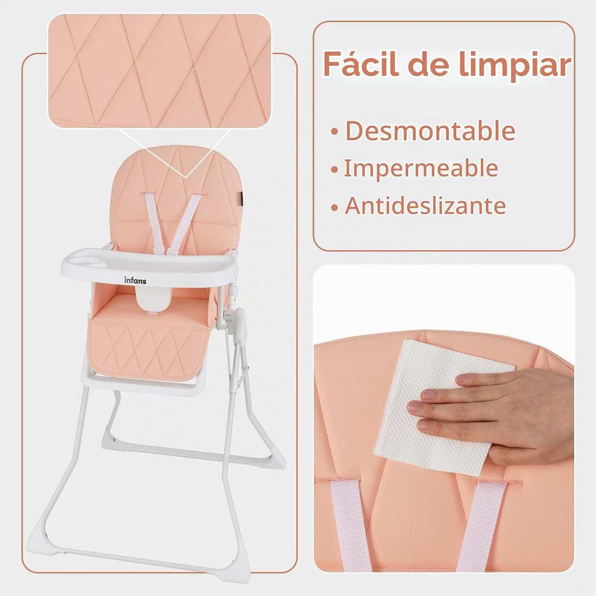 INFANS Silla alta para bebé, silla alta portátil plegable rápida pa...