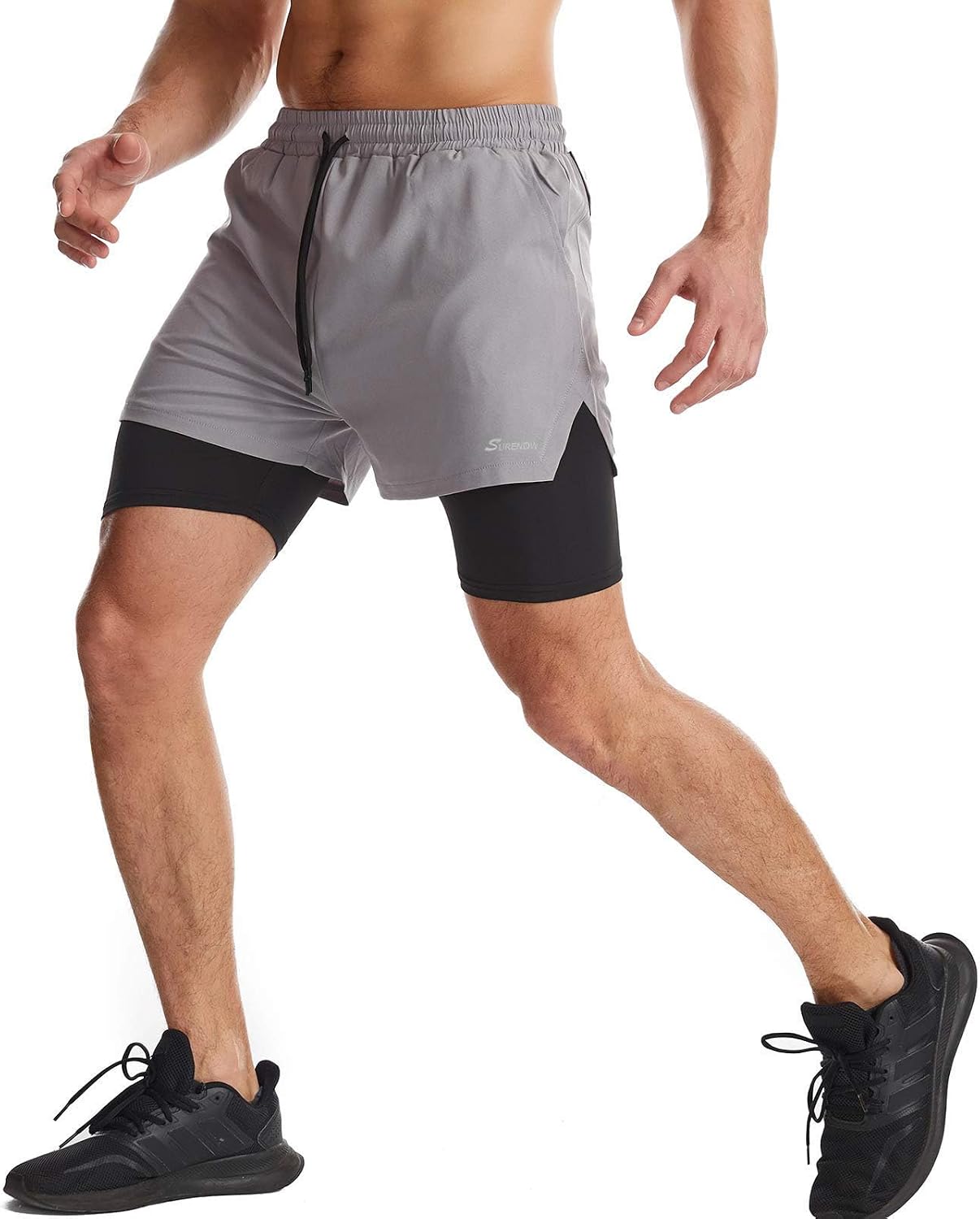 Surenow Pantalones cortos deportivos 2 en 1 para hombre, de secado...