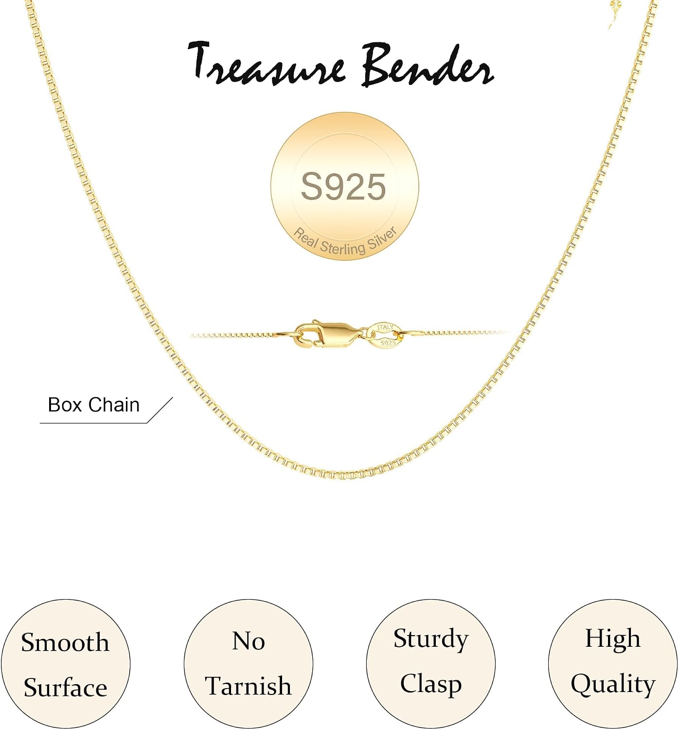 Treasure Bender Collar de oro delicado para mujer sin deslustre, co...