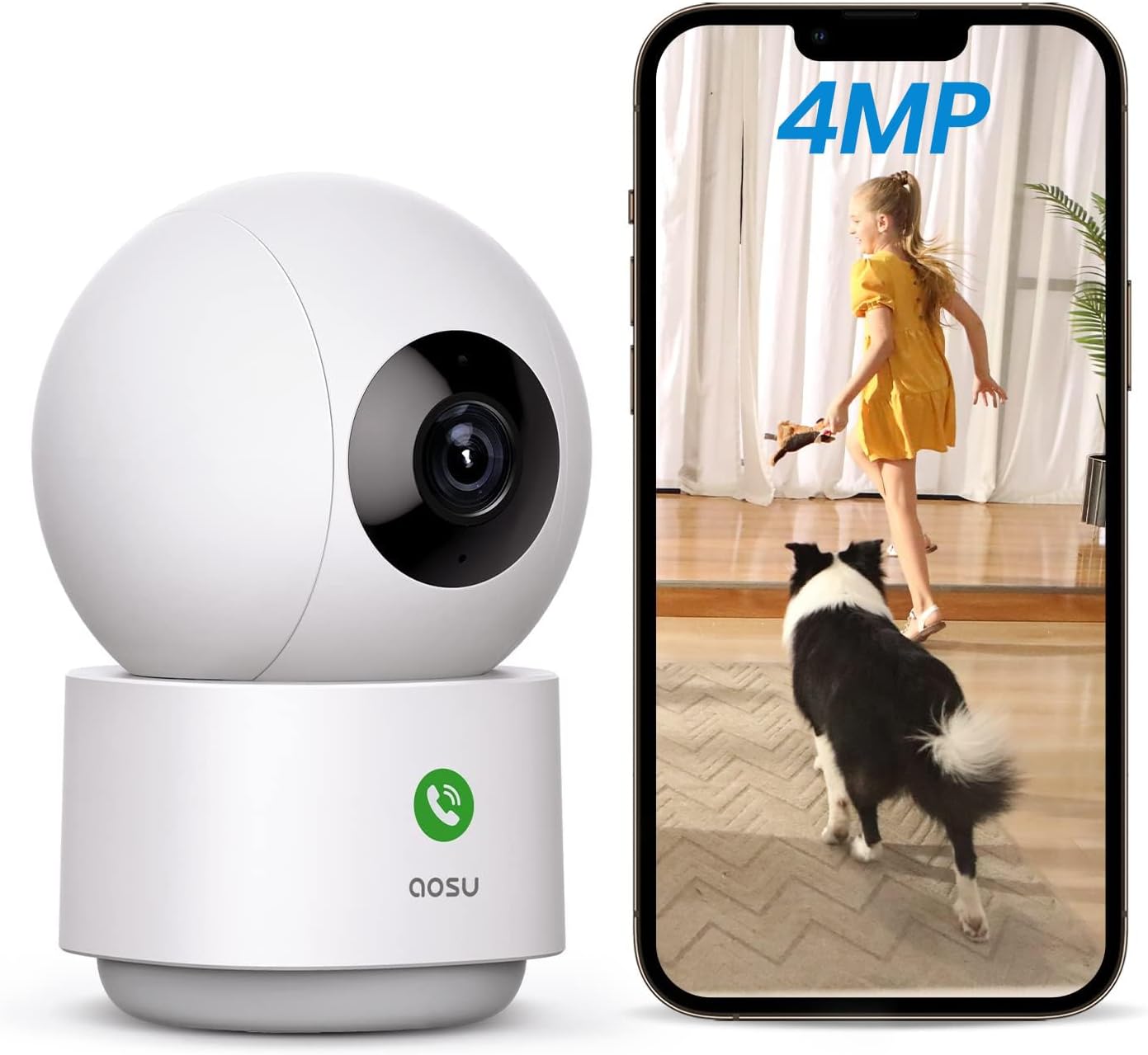 aosu Cámara de seguridad de 4MP para interiores, monitor de bebé de...