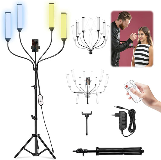 Luz esteticista con cuatro brazos flexibles, kit de iluminación LED...
