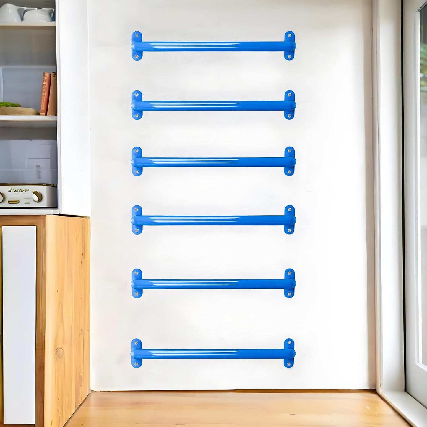 Purife 6 manijas de seguridad de metal azul de 17 pulgadas para pat...