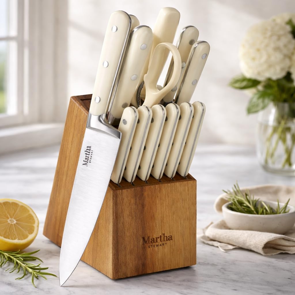 MARTHA STEWART Eastwalk Juego de 14 cuchillos de cocina de acero in...