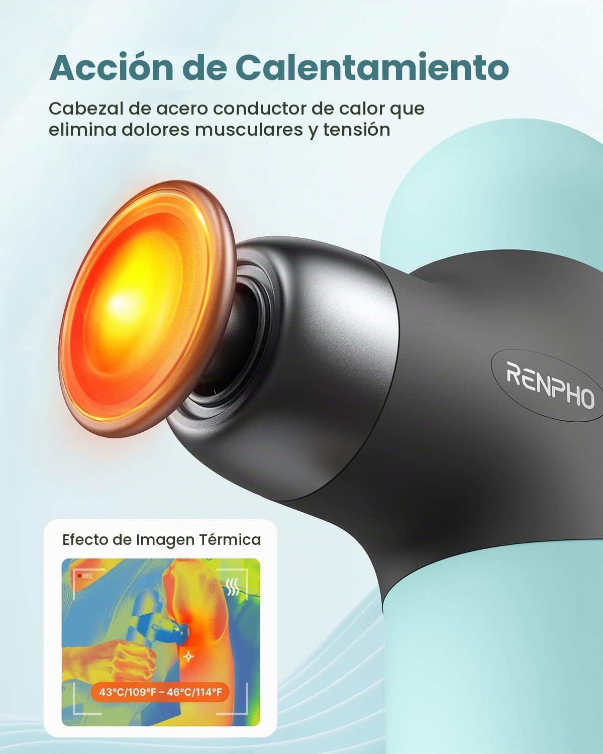 RENPHO Mini pistola de masaje térmico con calor, carcasa de silicon...