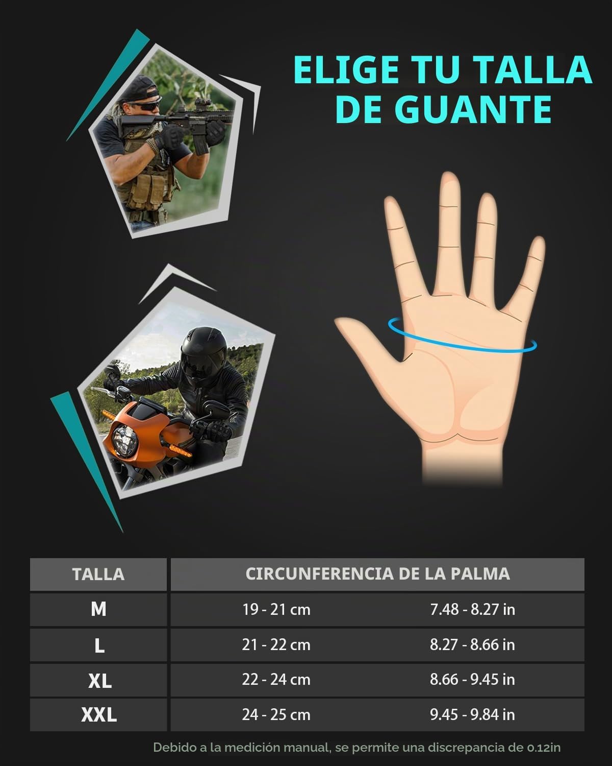 Liovoras Guantes tácticos para hombres, guantes de tiro y motocicle...