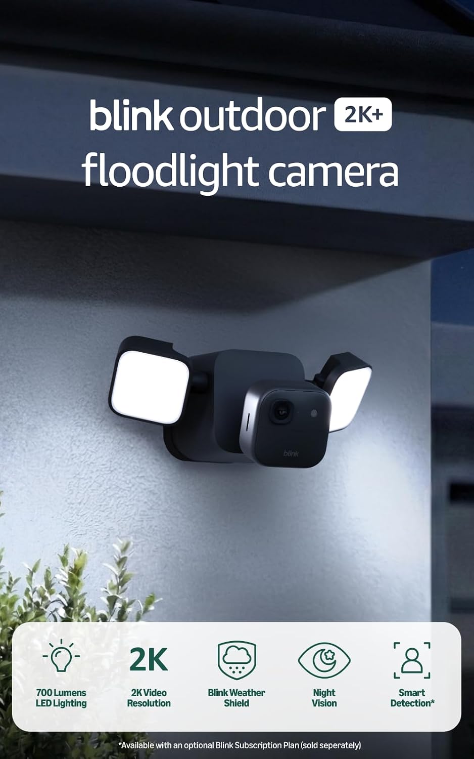 Cámara para exteriores Blink\u202F2K+ Floodlight. Cámara de segurid...