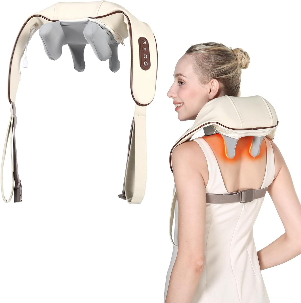 KppeX Almohada masajeadora de cuello 4D profunda inalámbrica, masaj...