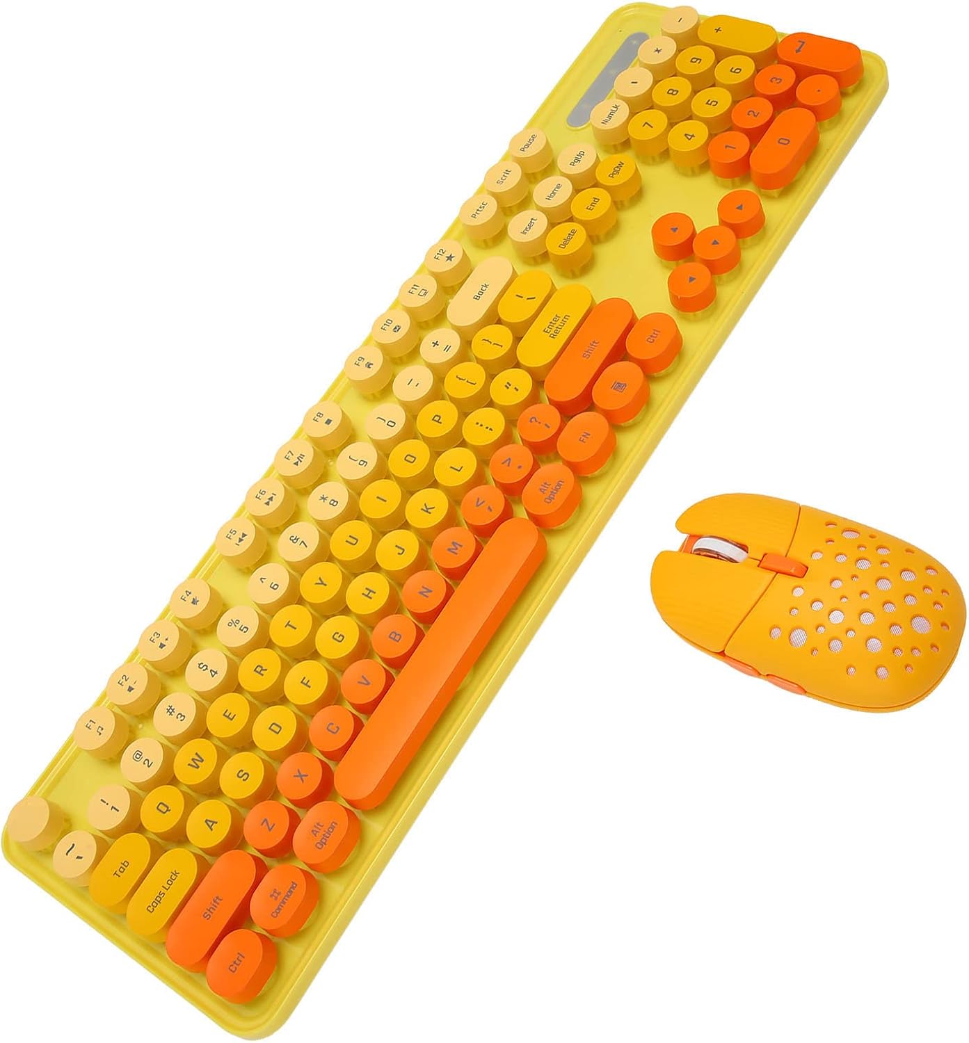 Combo de teclado y mouse inalámbricos, teclado retro de tamaño comp...