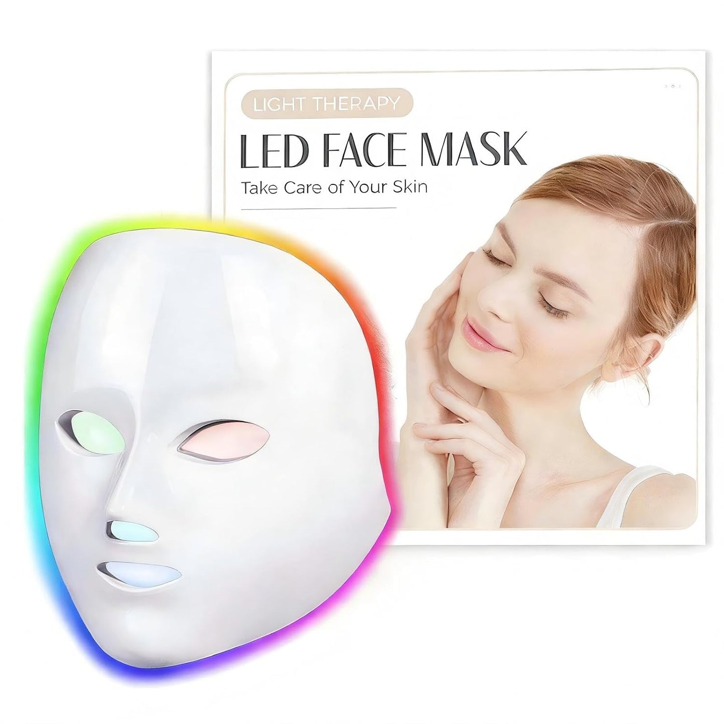 SDKWDH Máscara facial LED terapia de luz, máscara de terapia de luz...