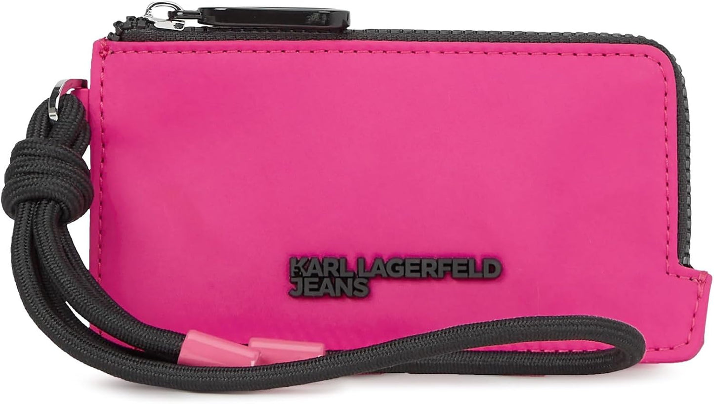 KARL LAGERFELD JEANS Tarjetero de nailon con cordón para mujer, Fru...