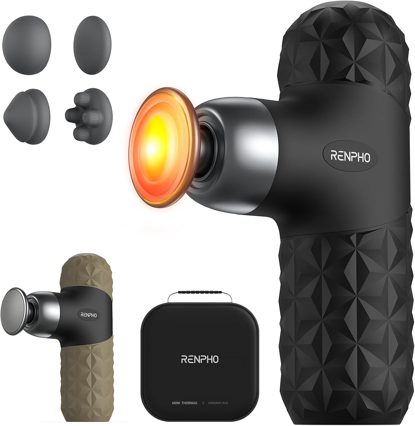 RENPHO Mini pistola de masaje térmico con calor, carcasa de silicon...
