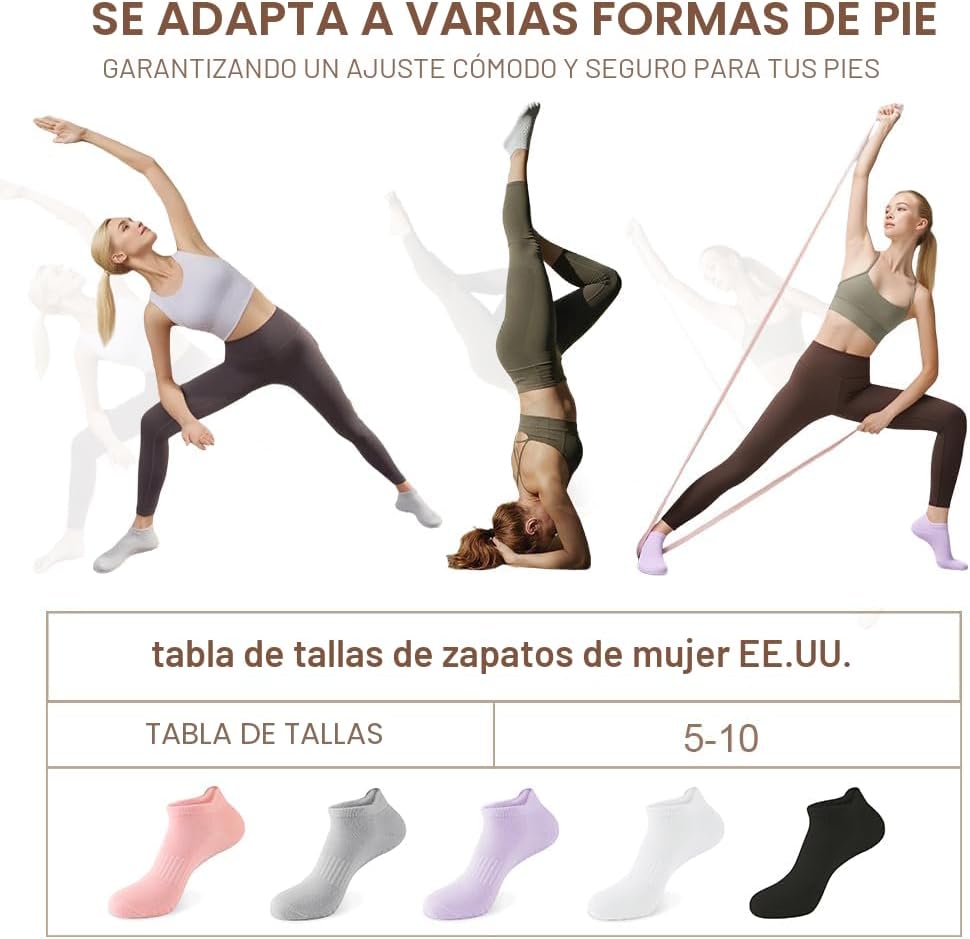 kepiibi 5 pares de calcetines de pilates con empuñaduras para mujer...