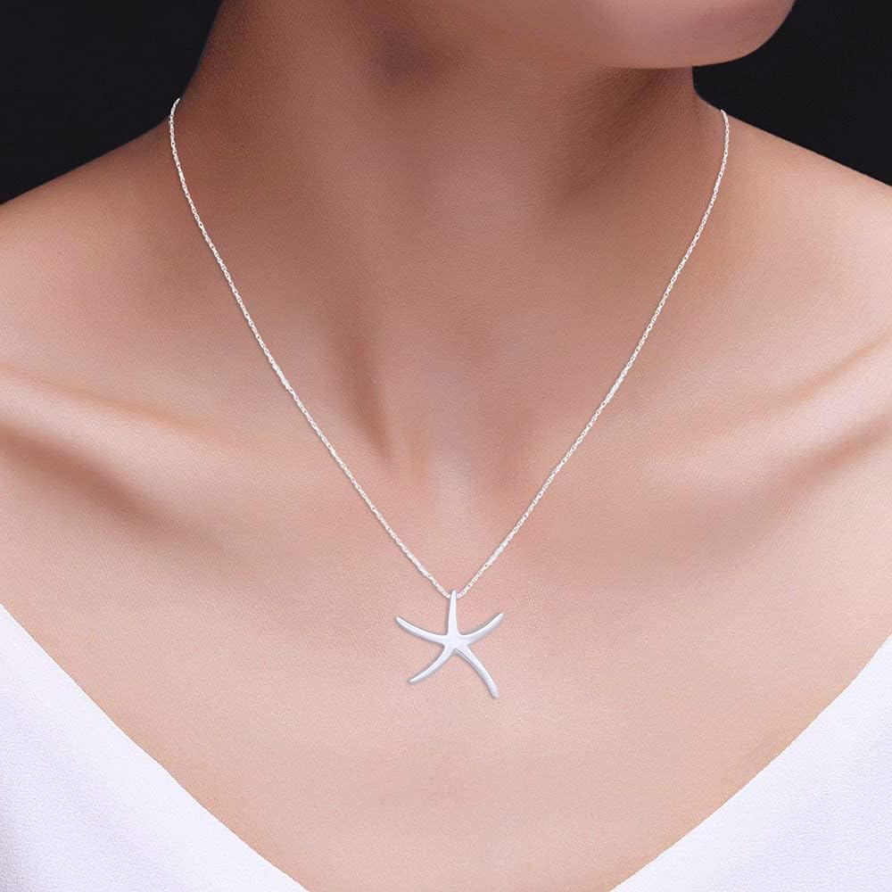 AFFY Collar con colgante de estrella de mar en oro de 14 quilates s...