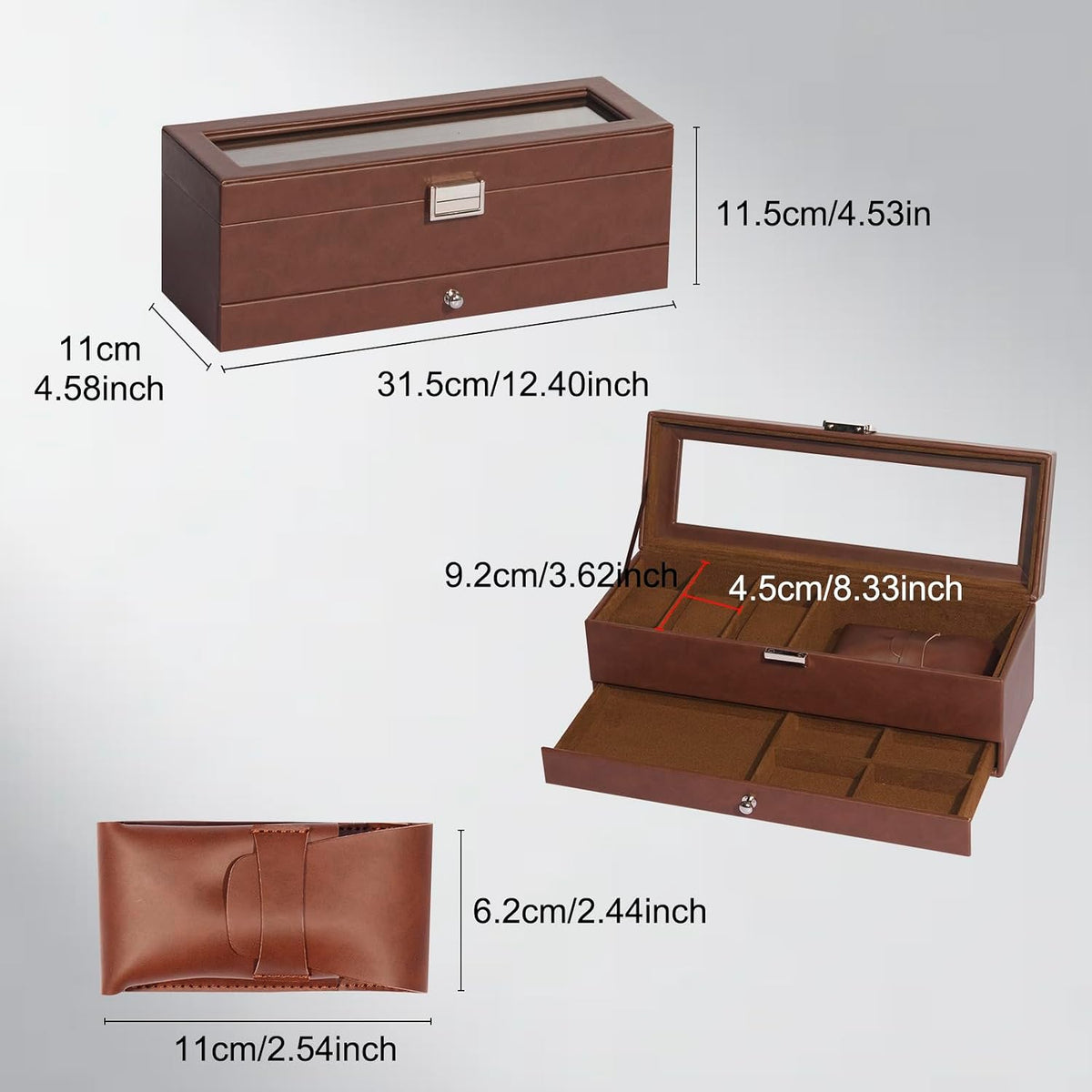 GLOBAL KA Juego de caja de reloj y bolsa de almacenamiento para rel...