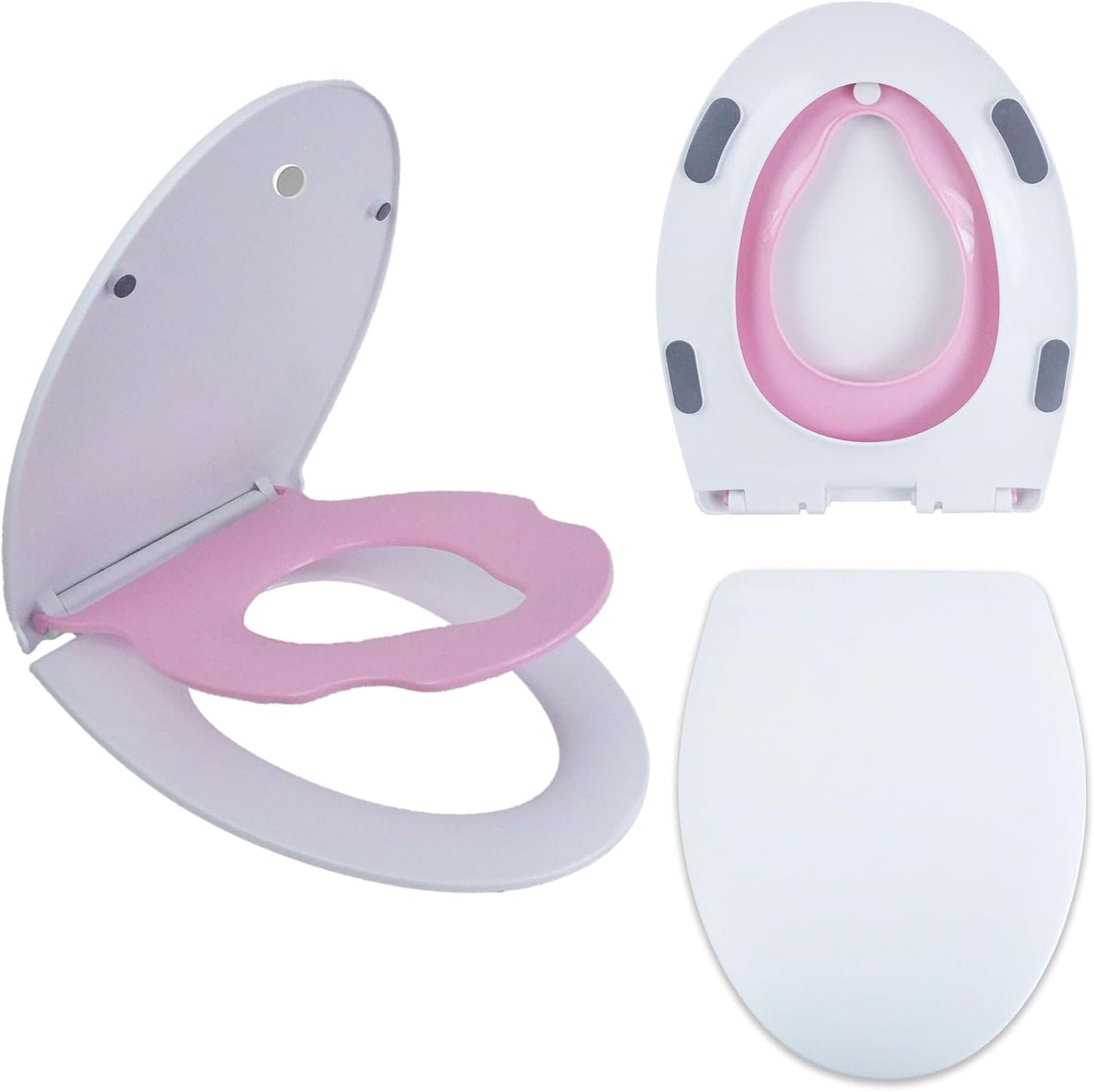 MinSha Asiento de inodoro alargado con asiento para niños, cierre s...