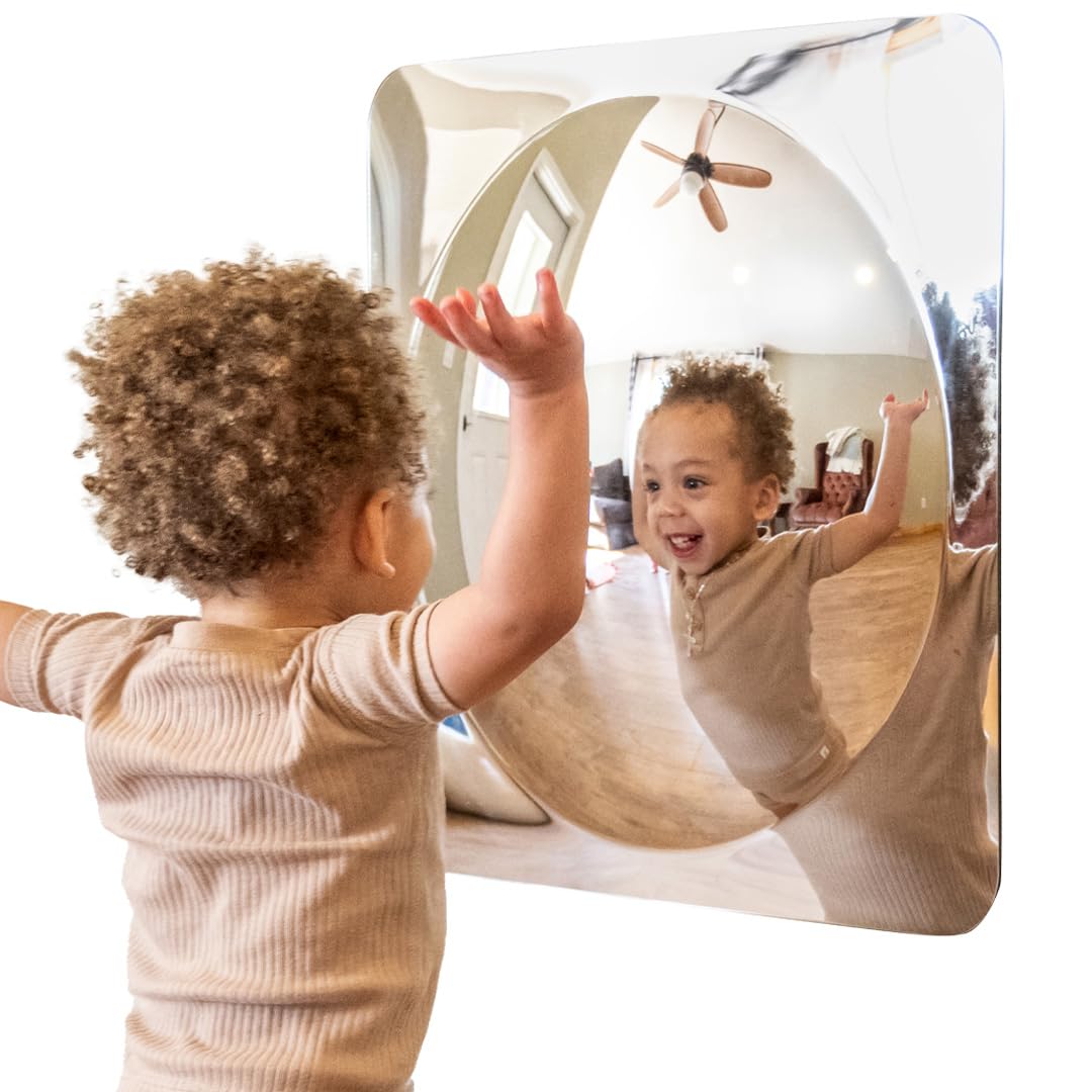 Spark &amp; Wow Espejo sensorial de pared para niños pequeños, gran...
