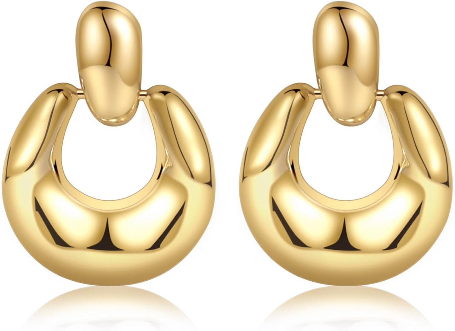 Amicon Pendientes de oro grueso para mujer, chapados en oro de 14 q...