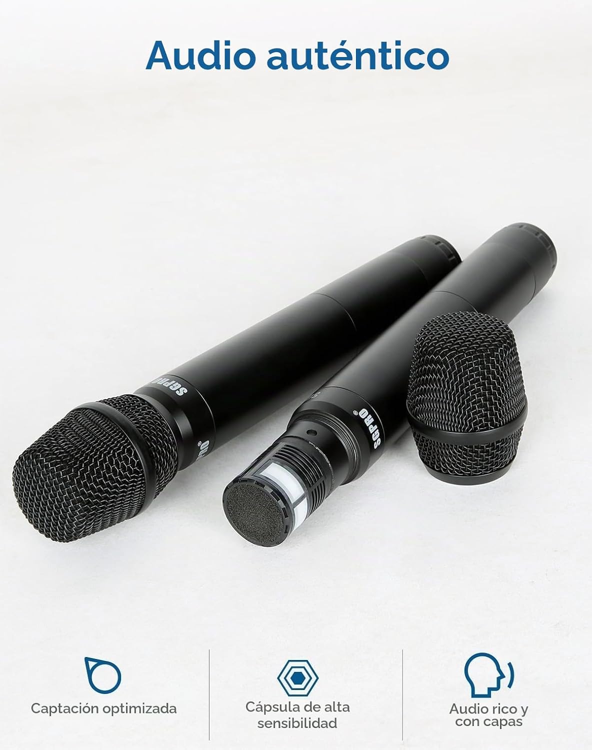 SGPRO SG-82HH Sistema de micrófono inalámbrico de mano doble, 520-5...
