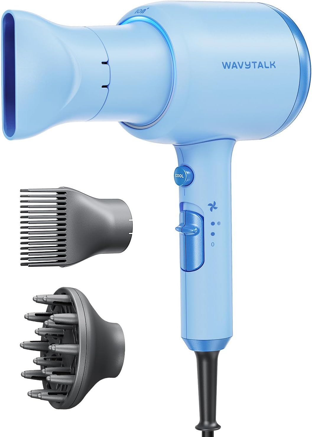 Wavytalk - Secador de pelo iónico soplado con difusor para cabello...