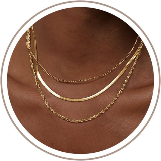Freekiss Collar de espiga para mujer, serpiente chapada en oro de 1...