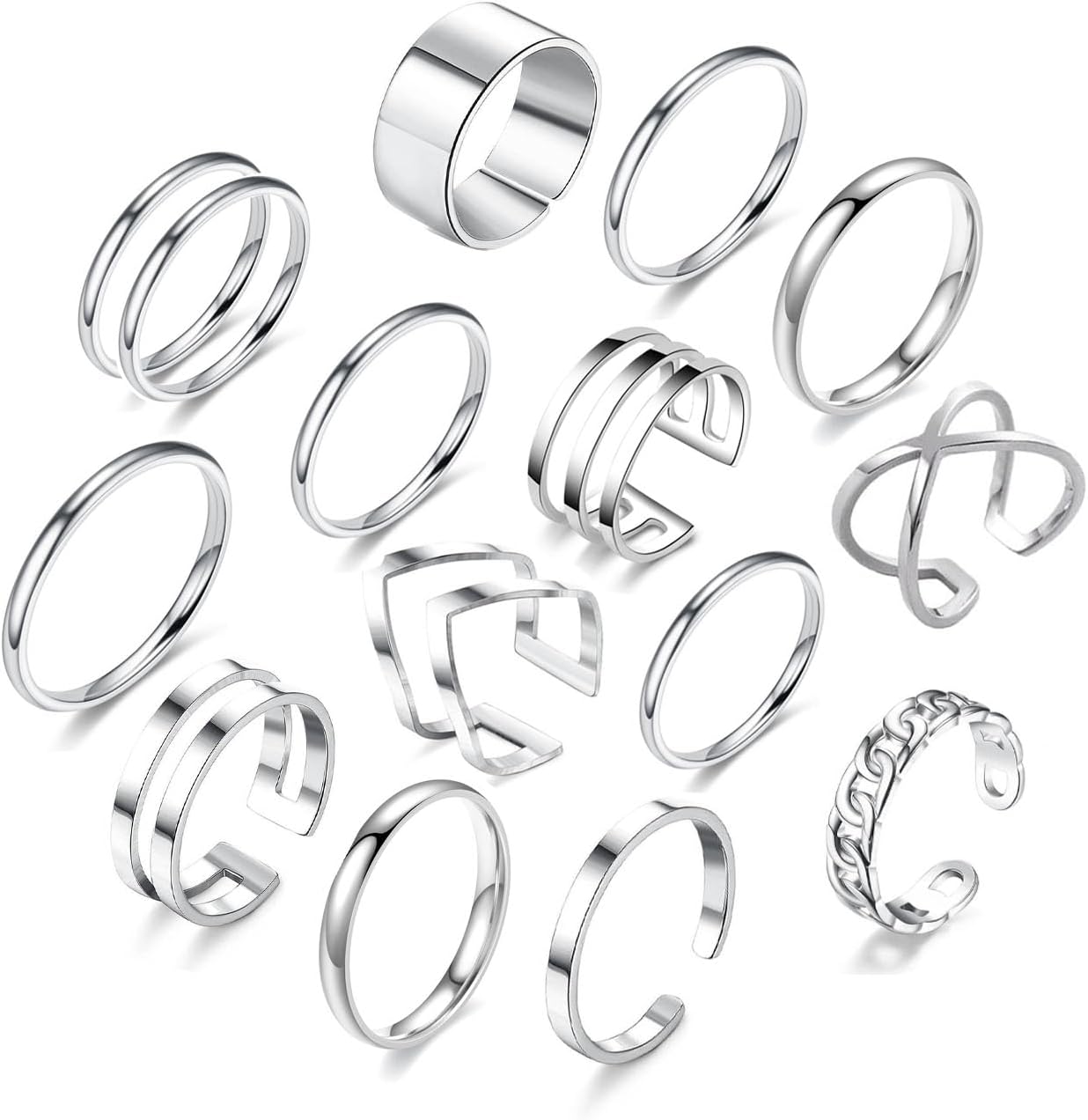 PINCHUAN Juego de 17 anillos de plata para nudillos para mujer, jue...