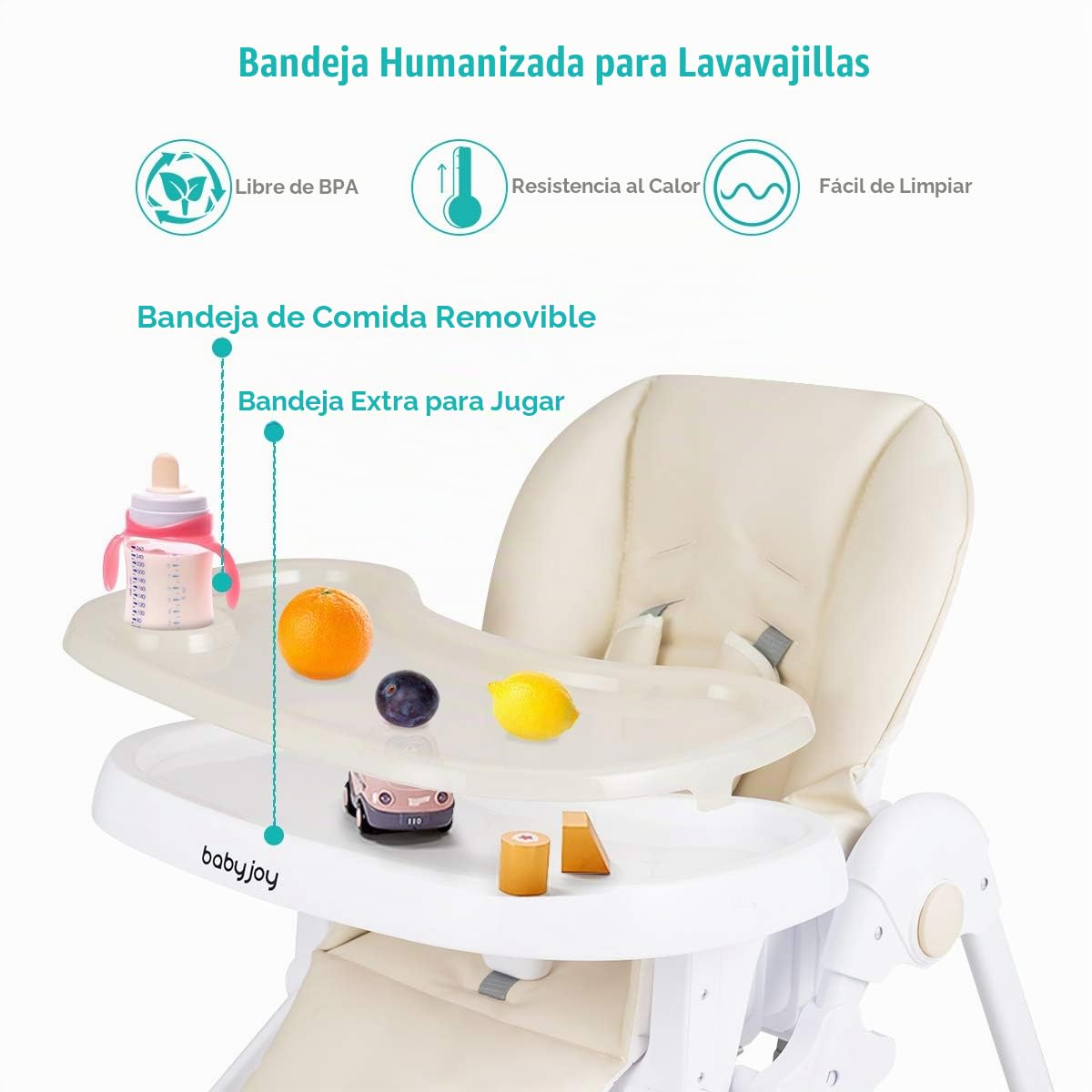 BABY JOY Silla alta convertible para bebés y niños pequeños, altura...