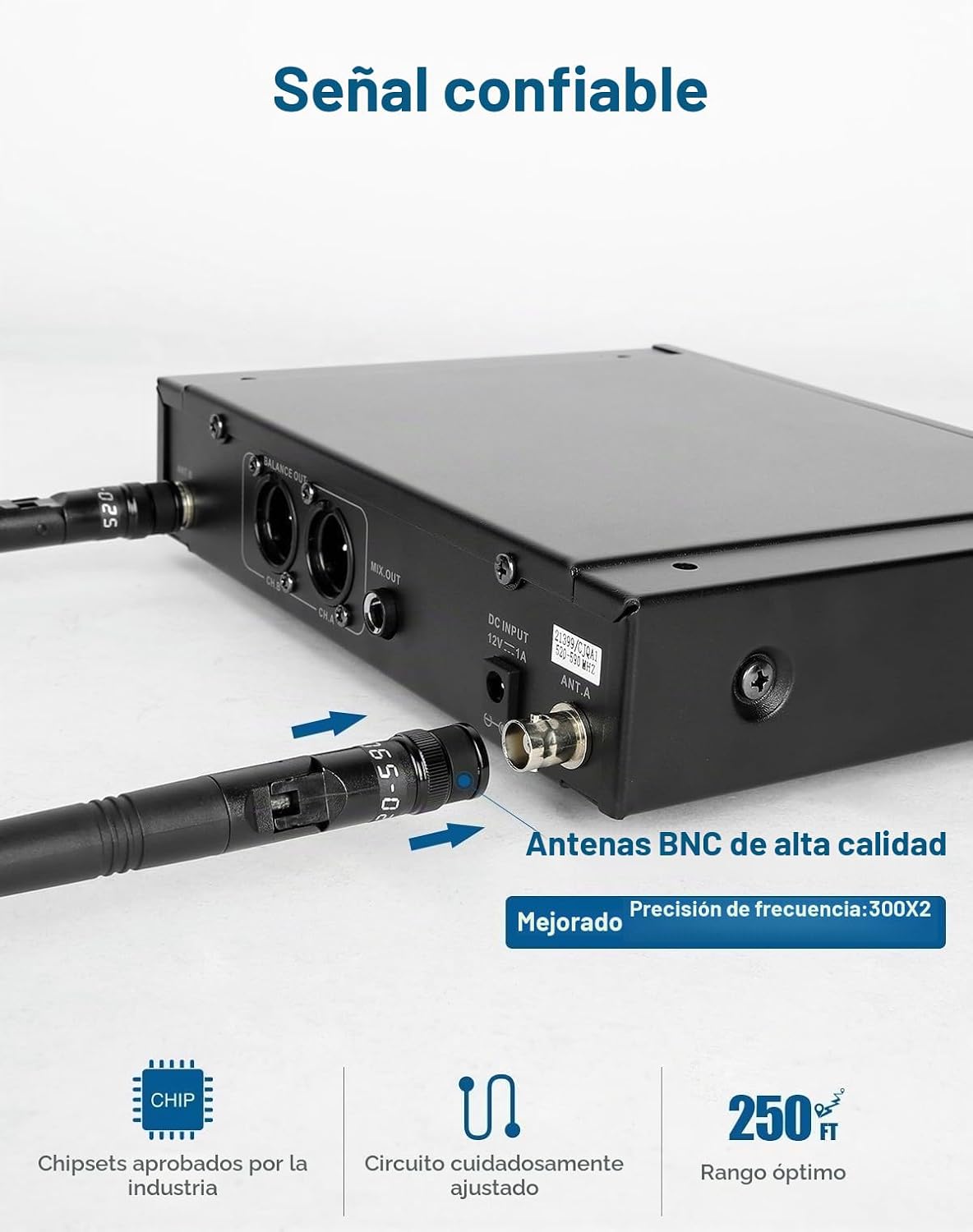 SGPRO SG-82HH Sistema de micrófono inalámbrico de mano doble, 520-5...