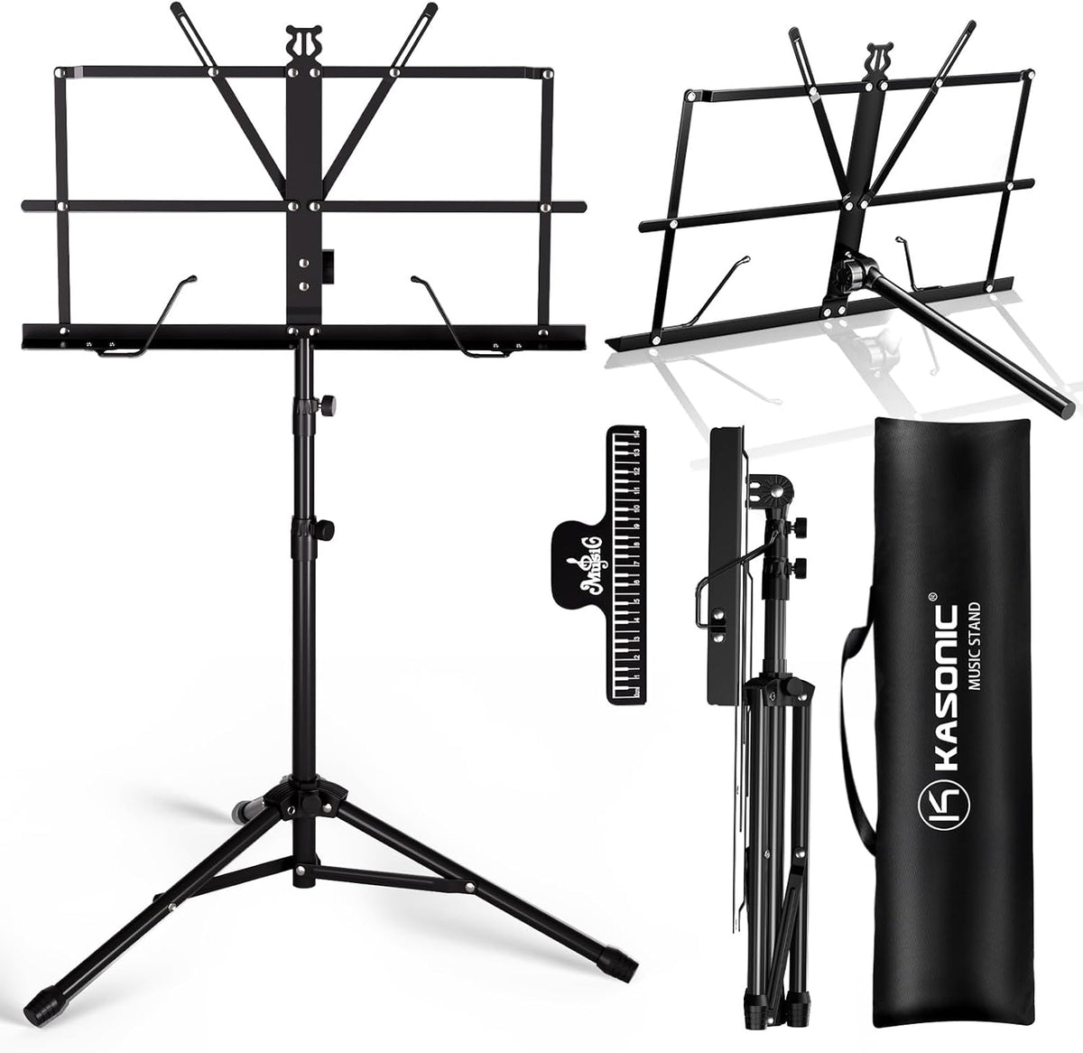 K KASONIC Soporte de música, 2 en 1 de doble uso, plegable para par...