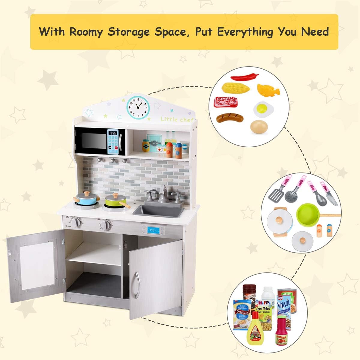 HONEY JOY Juego de cocina para niños, cocina de simulación para niñ...