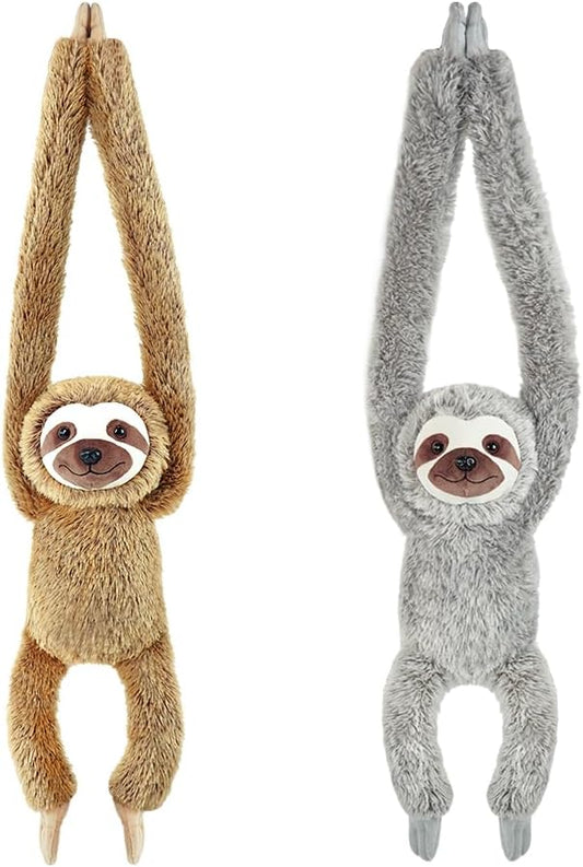 Perezoso colgante de animales de peluche, 2 piezas de perezoso gris...
