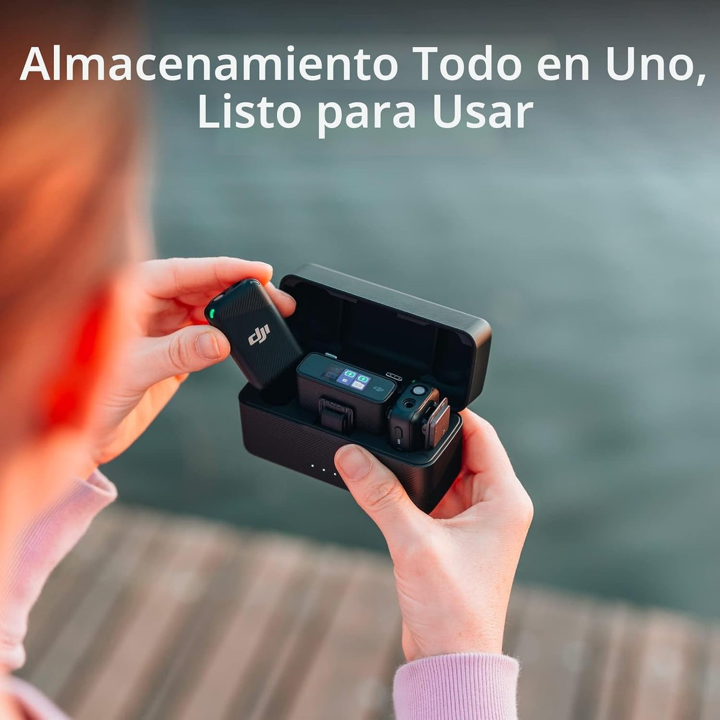 DJI Mic (2 TX + 1 RX + Estuche de Carga), Micrófono Lavalier Inalám...